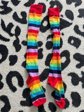 Adult Rainbow Stripe Knee-High Socks - Multicolor